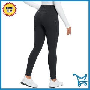 Fleece Lined Leggings Water Resistant High Waist Winter Running Pants